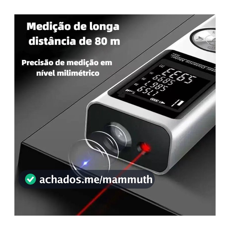 Trena Laser Digital Profissional 80 Metros LED Nível Eletrônico Alta Precisão Hrebos  Alta Precisão ±2mm -USB-C