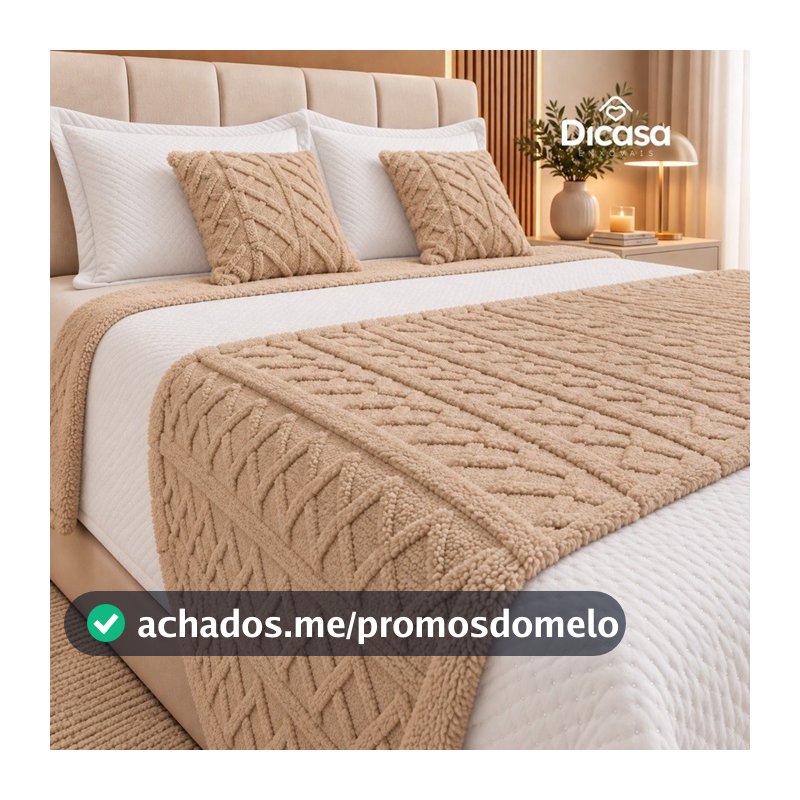 Kit Peseira Para Cama 3 Peças 2 Capas de Almofadas Decorativa Flannel Fofinho Macio Casal Queen King