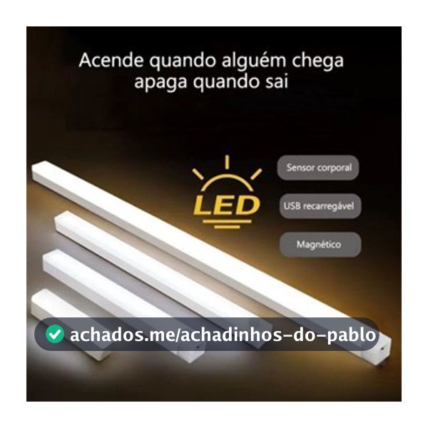 Lâmpada noturna LED com sensor sem fio USB recarregável cozinha guarda-roupa