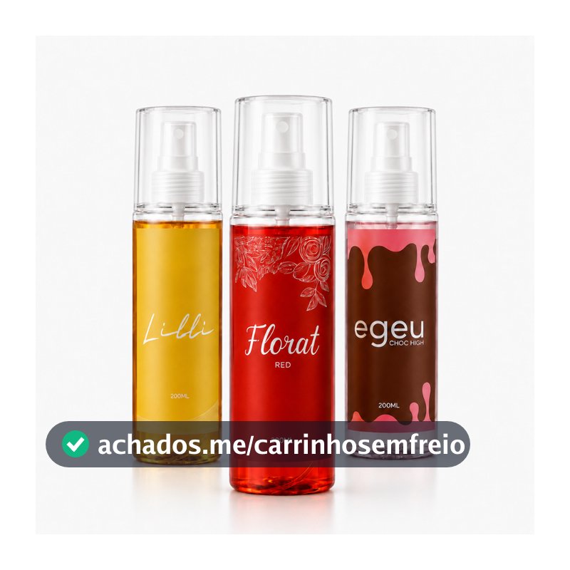 Kit 3 Body Splash Feminino Florat Red + Choc High + Lilli 200ml | Perfume Floral e Doce • Alta Fixação