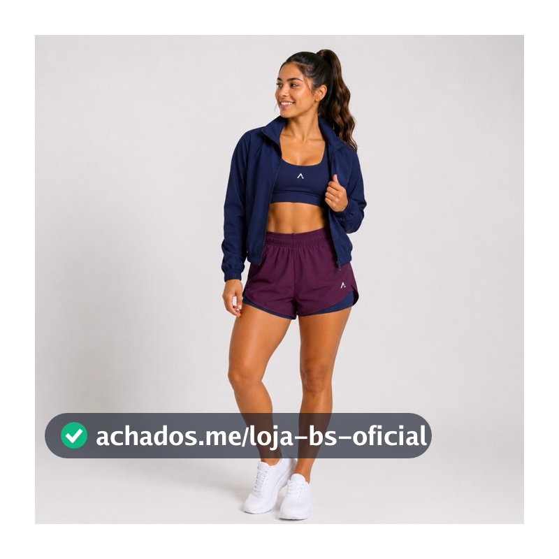 Conjunto Trio Aurora Shorts Duplo + Top + Jaqueta Bomber Fitness Feminino Academia