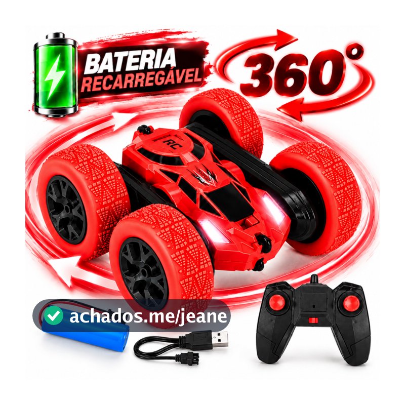 Carrinho de Controle Remoto Acrobata Giro 360 4x4 Recarregável Brinquedo Menino