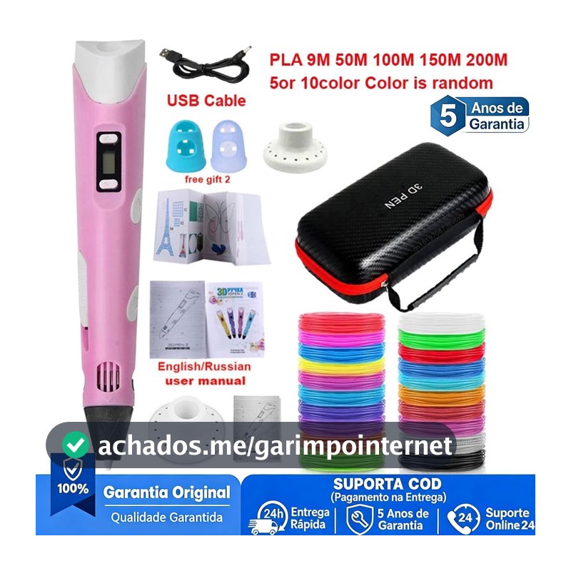 Caneta De Impressão Mágica 3D Grátis 10M DIY PLA Filamento Desenho Brinquedo Presente De Aniversário Criança ABS Tela LC