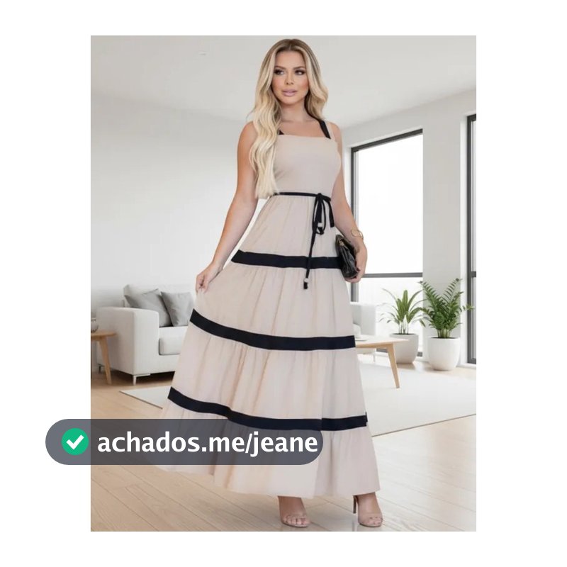 Vestido de Alça com Cinto Elegante Feminino