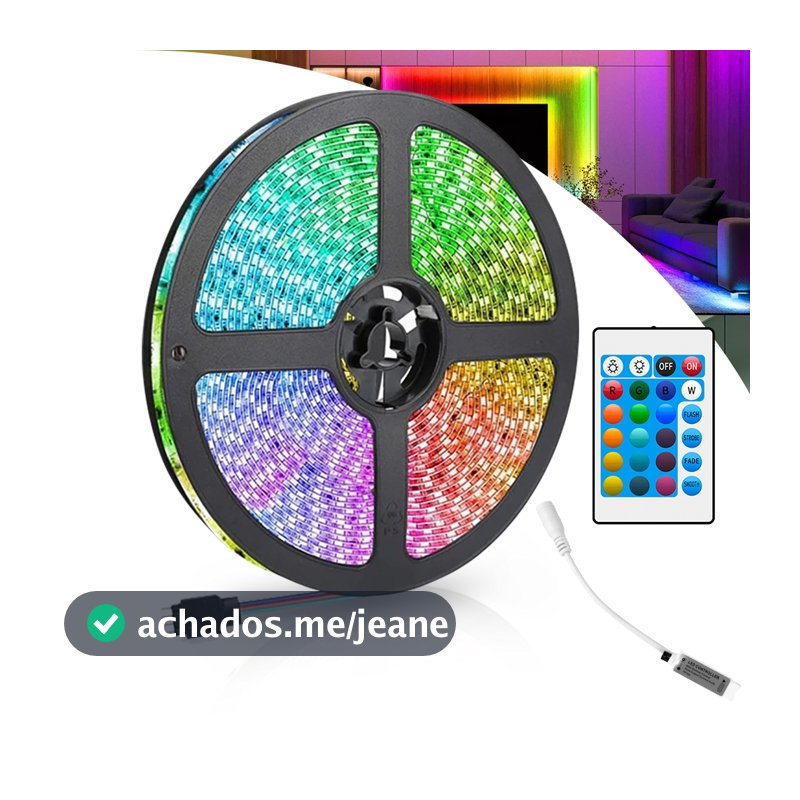 Fita Led Rgb 3528 ULTRA Colorida 5m 12V Bivolt 5M a 15M Com e Sem Fonte Decoração Casa Teto Vitrine