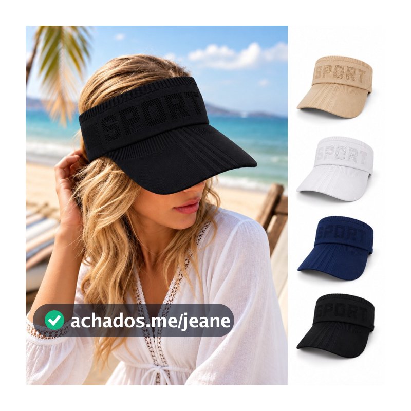 Viseira de Praia Esporte Bone Elástico Viseira Esportiva Feminina Tricô Aba Grande Moda Praia Verão Corrida