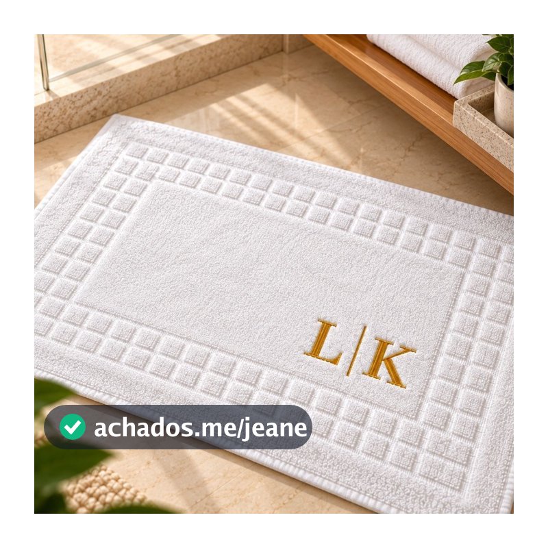 Toalha de Piso com Iniciais Bordadas Personalizada 100% Algodão Presente Banheiro