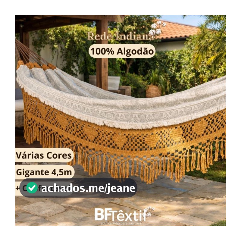 Rede Descanso Casal Luxo Reforçada 4,5m Rede De Descanso Casal Indiana Várias Cores 100% Algodão