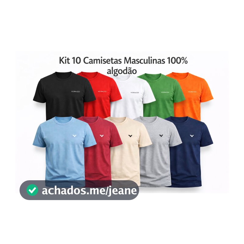 Kit 10 Camisetas Masculinas 100% Algodão Premium Básica Lisa Confortável Promoção Atacado Barato Dia a Dia Revenda