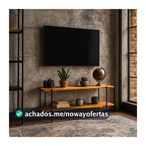 Rack Para TV Até 40" Pés Em Ferro Prateleiras Em Madeira Pinus Cor Imbuia