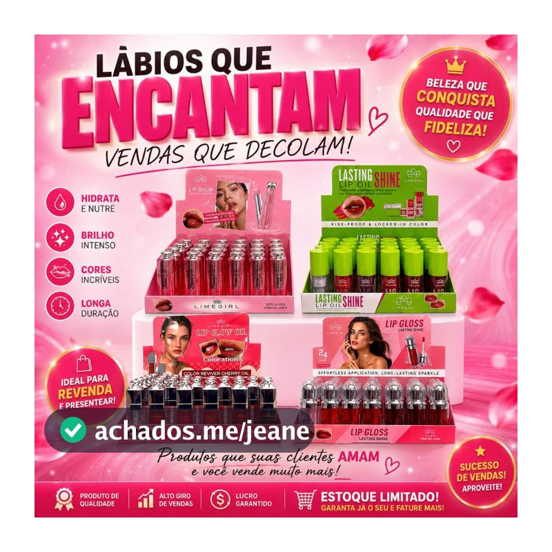 Maquiagens em BOX Preço de ATACADO Batom/ Gloss Líquido, Blush, Corretivo, Base