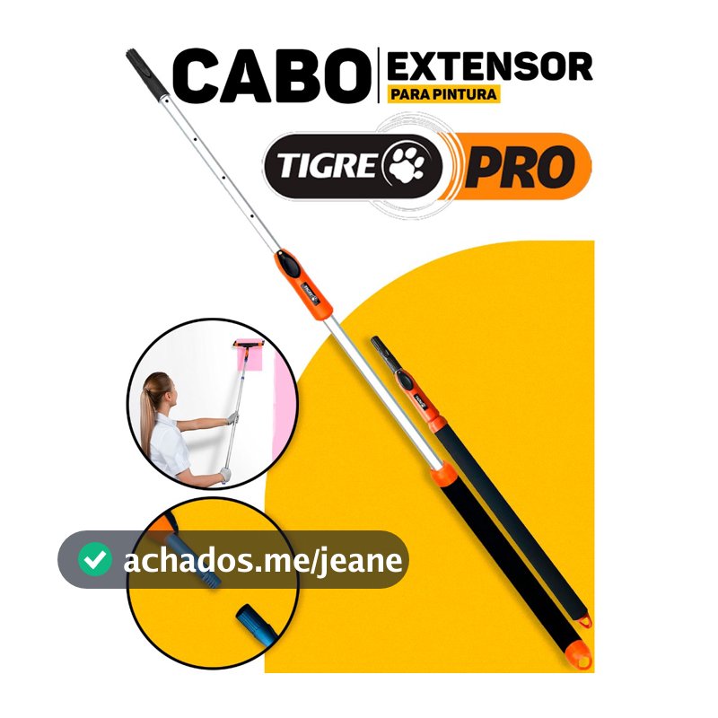 Cabo Extensor Alumínio Prolongador Ajustável Para Limpeza Rolo De Pintura 1,5 Metros Profissional Tigre