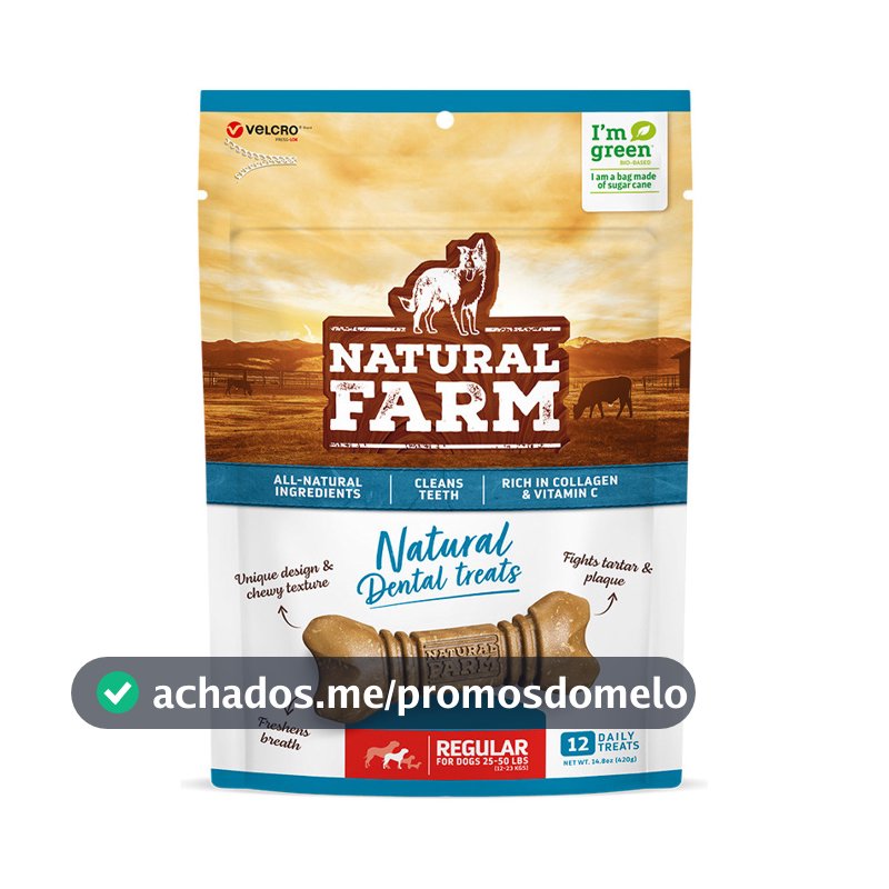 Snack Natural Farm Dental Treats Para Cães Raças Medias 420g