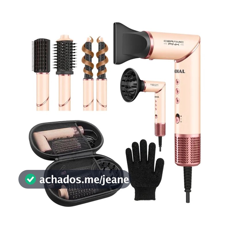 Secador de Cabelo Mondial 5 em 1 Ceramic Pink SM-01-BLDC-CP 1500W