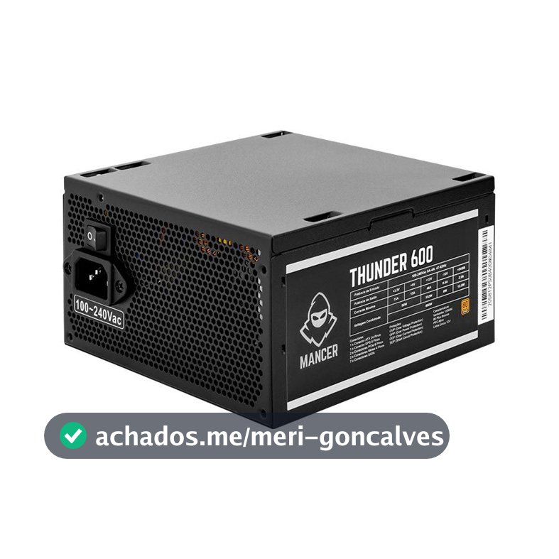 Fonte Mancer Thunder 600W 80 Plus Bronze, MCR-THR600-BL01