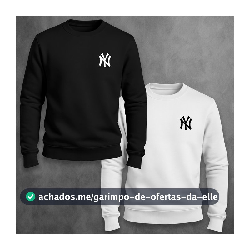Kit 2 Blusa Moletom Masculino New York Gola Redonda Algodão Unissex Casaco Masculino Feminino