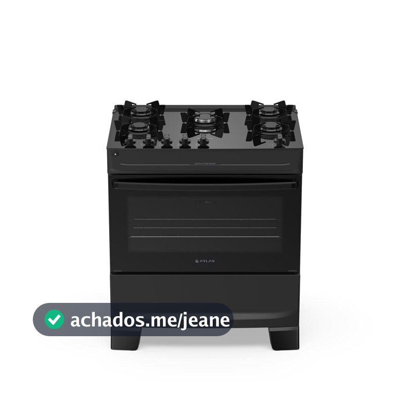 Fogão Top Glass 5 Bocas 110V/220V Mesa de Vidro Mega Chama Mônaco Atlas