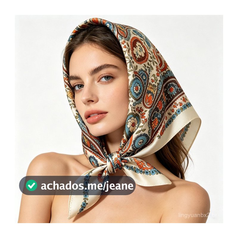 [Best Seller][100% Seda] Lenço de seda de alta qualidade estilo francês, lenço quadrado de seda com padrão paisley retrô