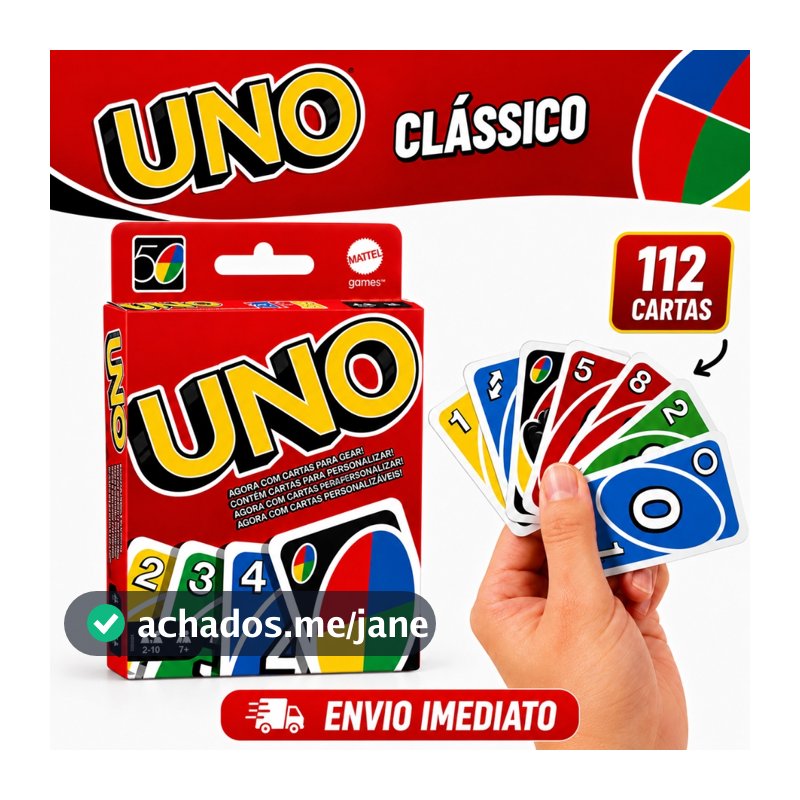 UNO Jogo de Cartas Edição Clássica – Baralho Completo com Cartas Personalizávei