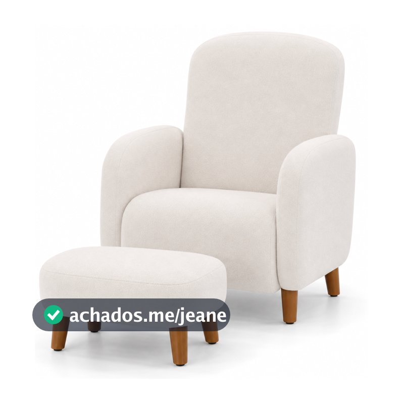 Poltrona de Amamentação Decorativa Curva Orgânica Pés Palito Boucle Bege ou Cinza Puff  Sala Moderna Confortável Leitura