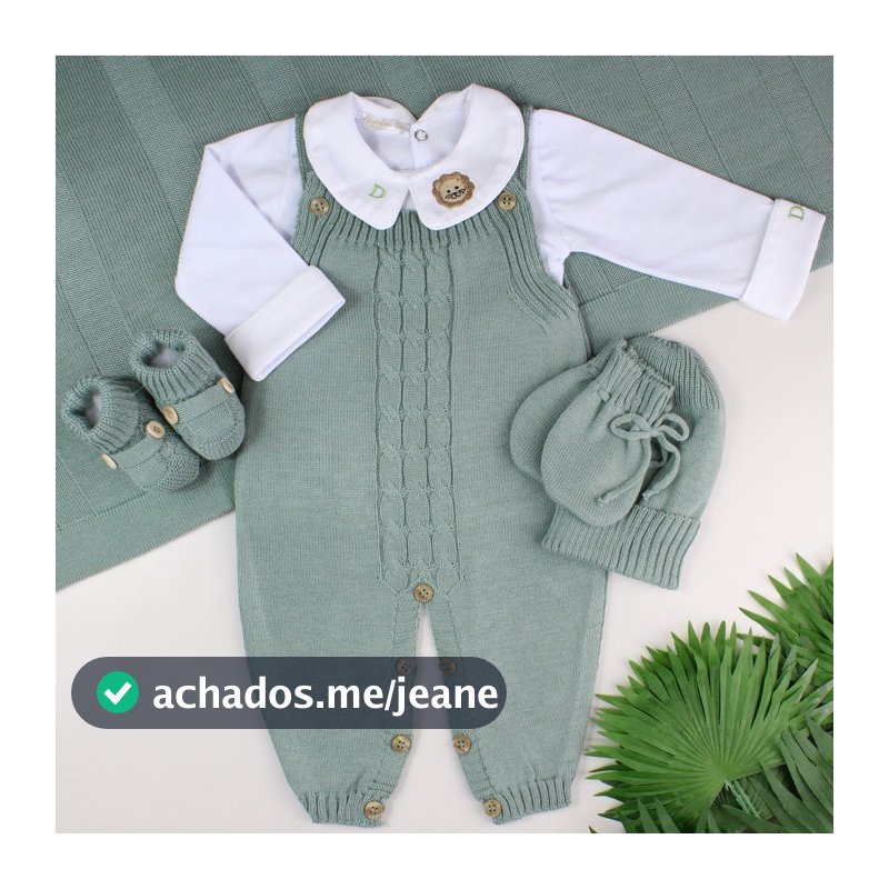 Saída De Maternidade Masculina Bebê Tricô Caio 6 peças - ACOMPANHA BODY PERSONALIZADO