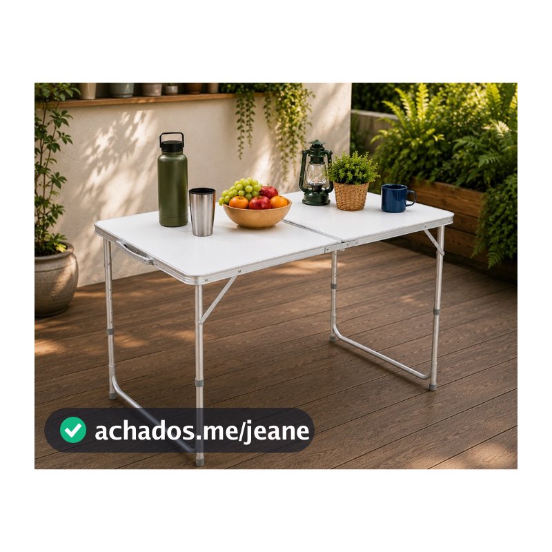 Mesa Dobrável Camping 120x60 Vira Maleta Para Camping/Piquenique/Praia/Feira/Estande