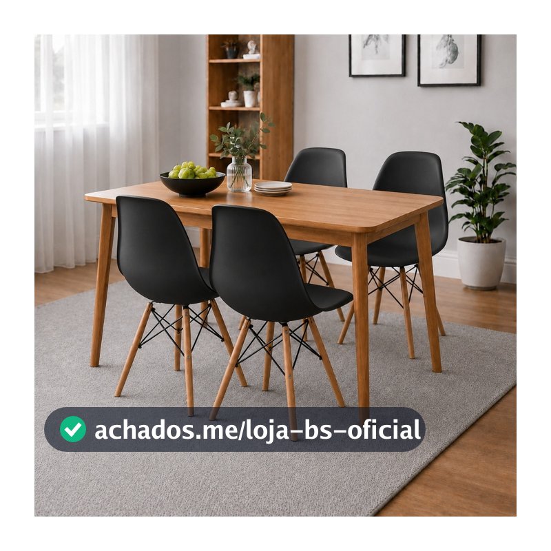 Kit 4 Cadeiras Eiffel Eames Moderna Pés de Madeira Sala Jantar Cozinha Escritório Várias Cores