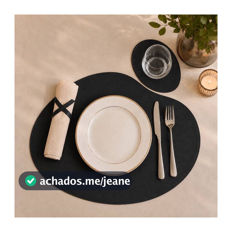 Kit  Mesa Posta Jogo Americano Sousplat Mesa De Jantar Kit Com 2,4,6,8 Peças Couro Ecológico Premium