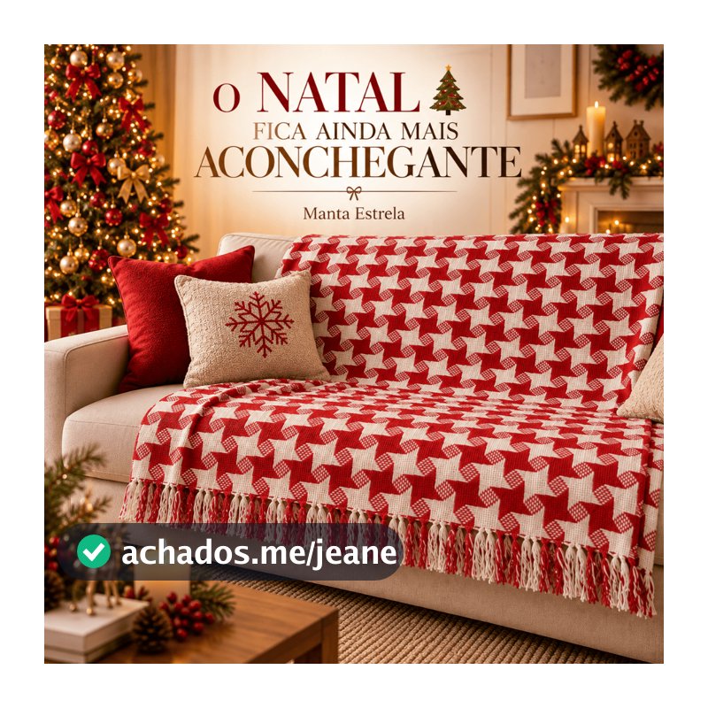 Manta Para Sofá Natal Estrela / Tambaba Luxo Gigante  100% Algodão Protetor Decoração de Natal