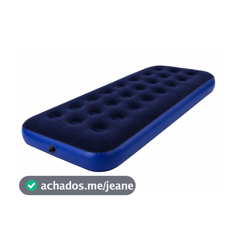 Colchão Inflável Solteiro Camping Casa Umbrella + Kit Reparo Azul