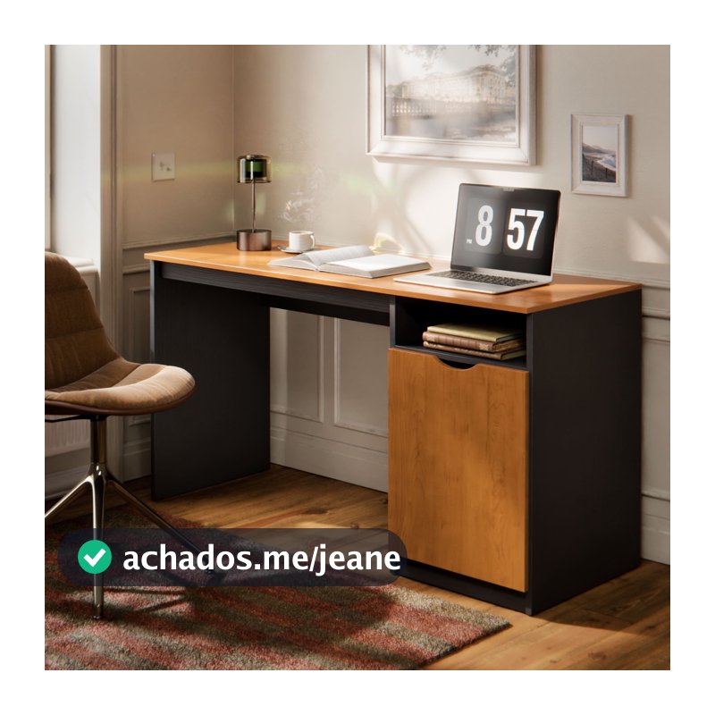 Escrivaninha Home Office De Escritório Maxi Com Porta E Nicho Mesa De Estudo Para Computador Notebook MDF Resistente