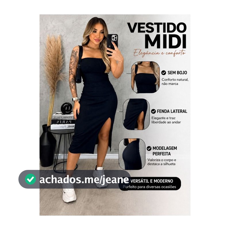 Kit 2 Vestido Feminino Tomara que Caia com Fenda Lateral Premium