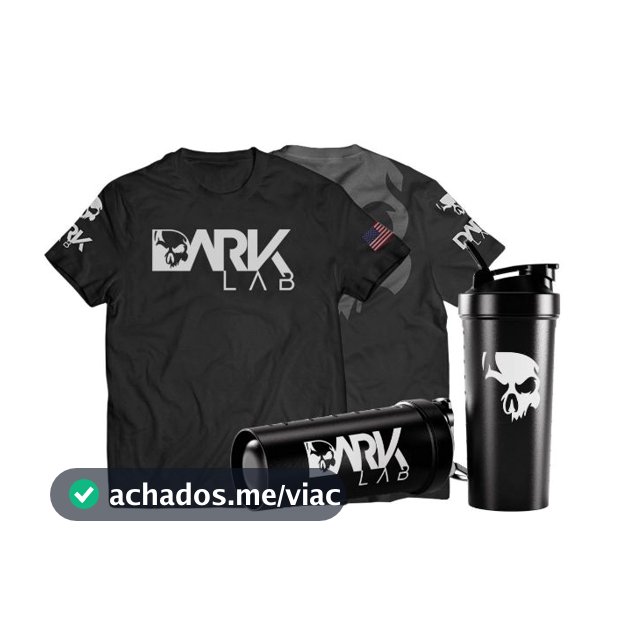 Kit Camiseta Caveira Dry-Fit + Coqueteleira Fuse 700ml Preta Dark Lab