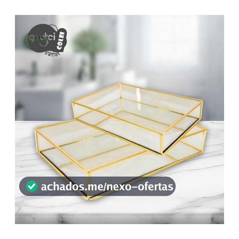 Bandeja Organizadora Multiuso Decorativa Espelhado Retangular Decoração Banheiro