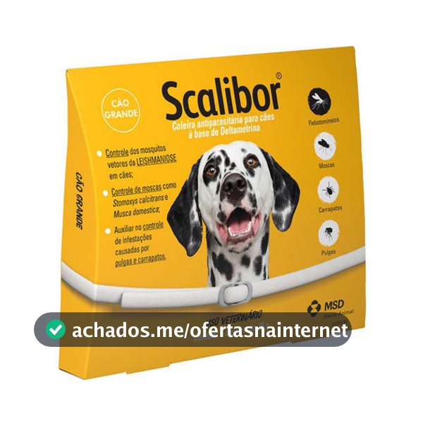Coleira Scalibor Antipulgas e Carrapatos para Cães de Porte Grande – 65cm – Proteção contra Leishmaniose