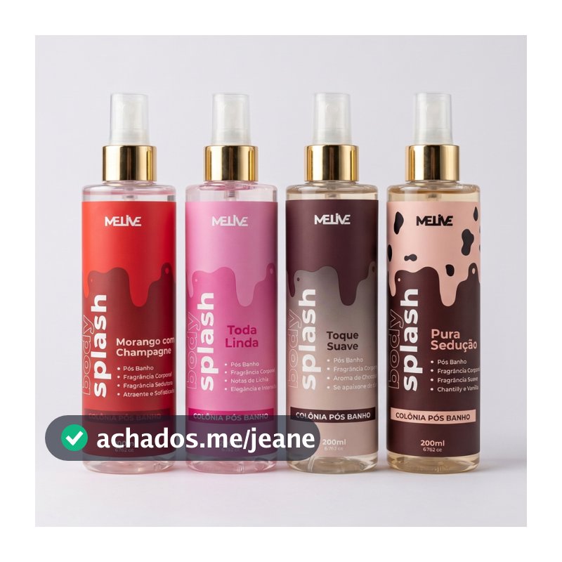 Body Splash Feminino 200ml Melive Pós Banho Doce, Floral e Suave Para o Dia a Dia
