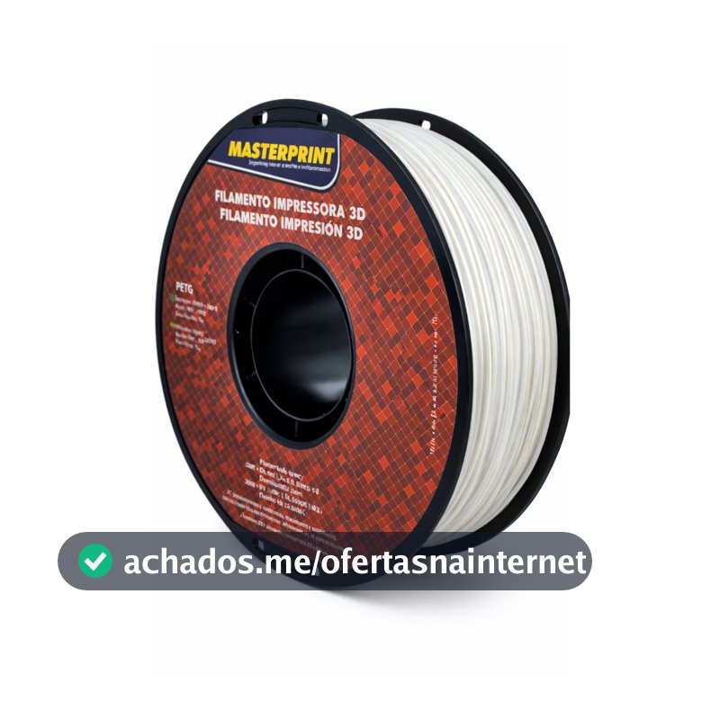 Filamento PETG Branco1,75mm 1kg Masterprint para Impressora 3D Alta Resistência Brilho Profissional