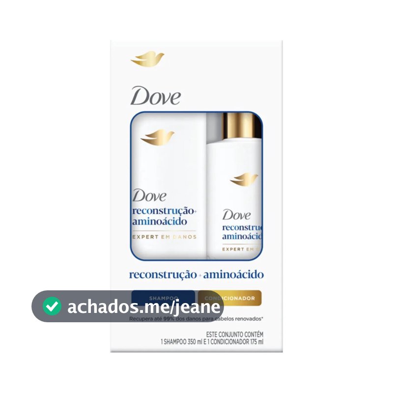 Kit Shampoo e Condicionador Dove Reconstrução+ Aminoácido - Recupera 99% dos Danos Nutrição Saudável