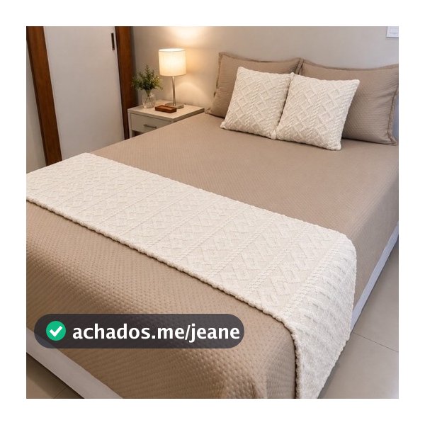 KIT 3 Peças Cama Posta 1 Peseira e 2 Capas de Almofada Decorativa Flannel trançado bem Elegante