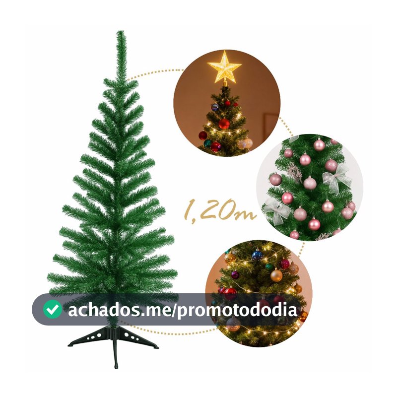 Árvore de Natal Verde 1,20cm C/110 Galhos Decoração Enfeite Casa Escritório