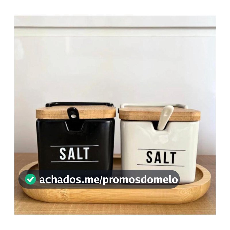 Saleiro de Porcelana Preto com Colher Manhattan Premium