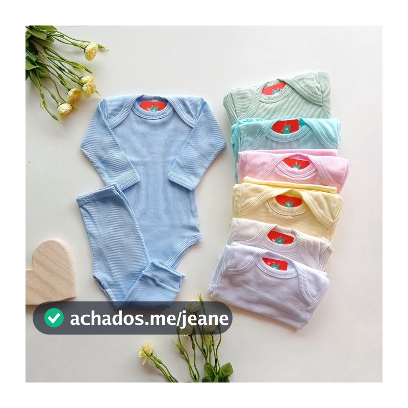 Kit 10 Peças  Conjunto Body Manga Longa + Liso Infantil Bebê Menino e Menina