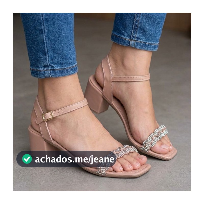 Sandalia Feminina Salto Medio 5CM - Blogueira Com Trança