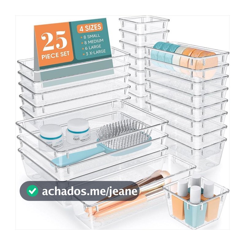 Kit 25 Organizador Multiuso Modular Gavetas Acrílico Cristal