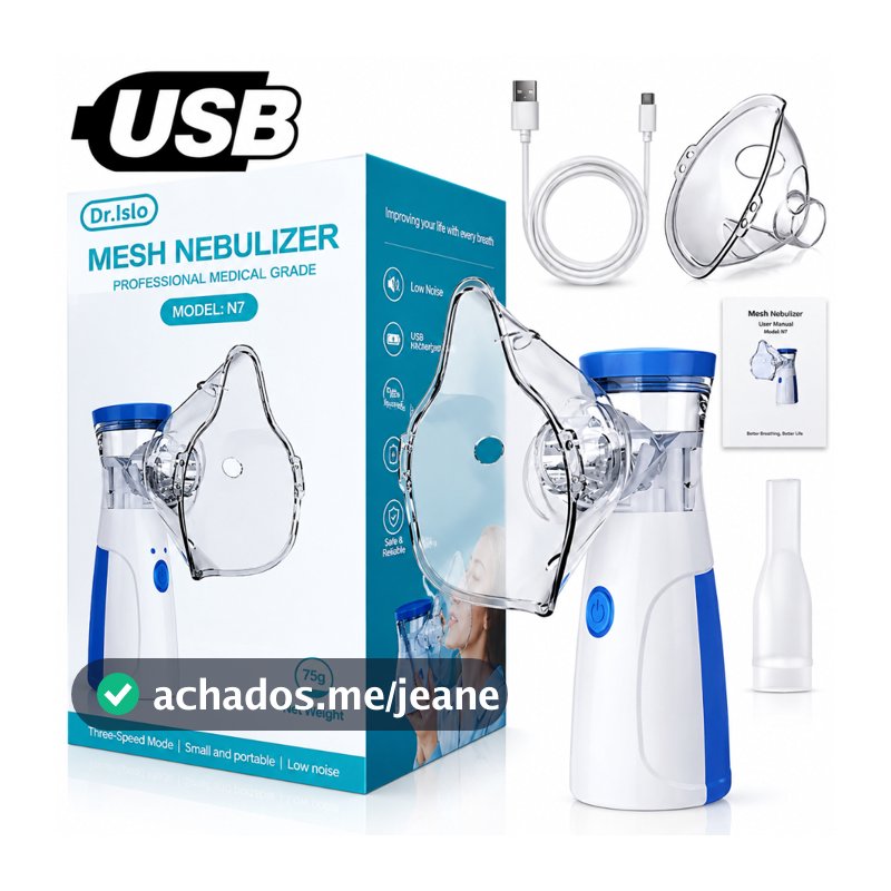 Inalador Nebulizador Ultrassônico Portátil Para Crianças Adultos Silencioso Compacto Sem Fio Bivolt