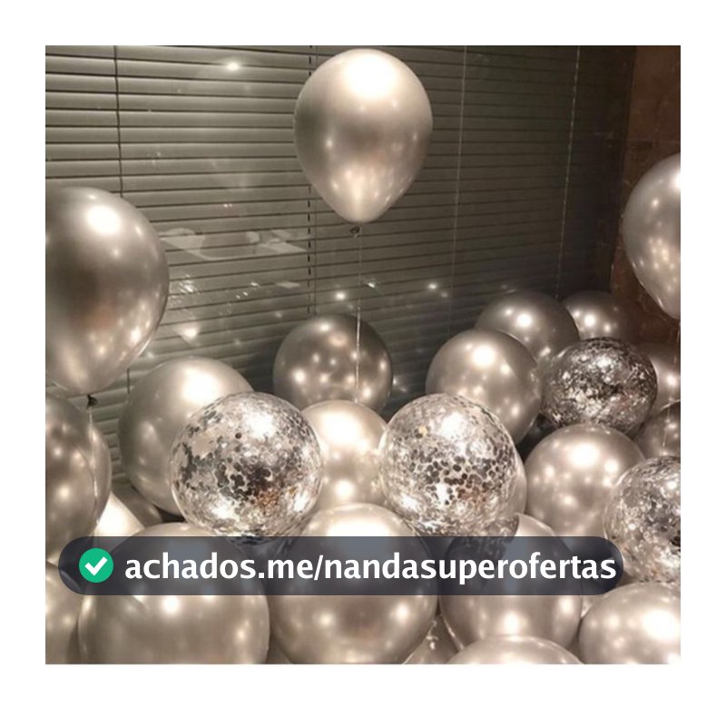 Kit 10 De Balão Cromado Metal 10Pol 25.4CM + Kit 10 De Bexiga Cristal Transparente 10Pol Confete