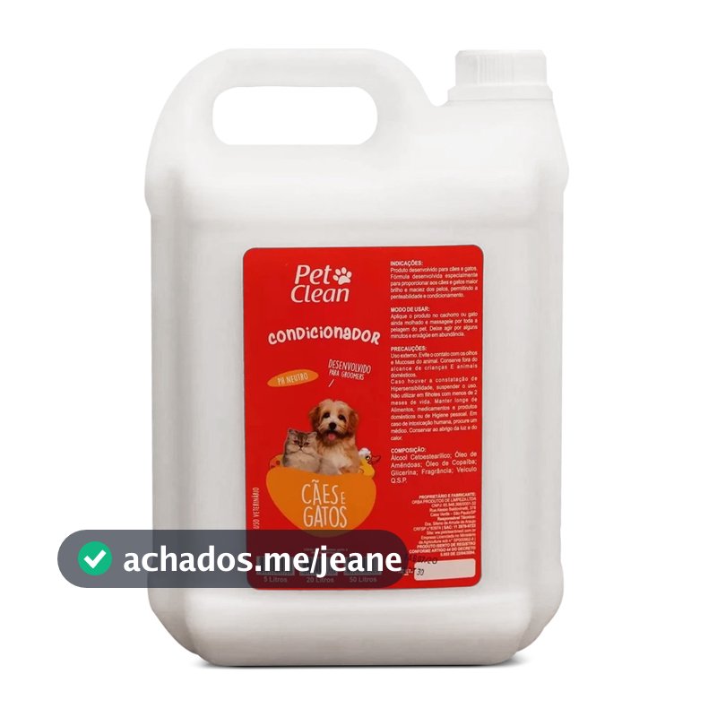 Condicionador Pet Clean Para Cães E Gatos galão de 5 Litros