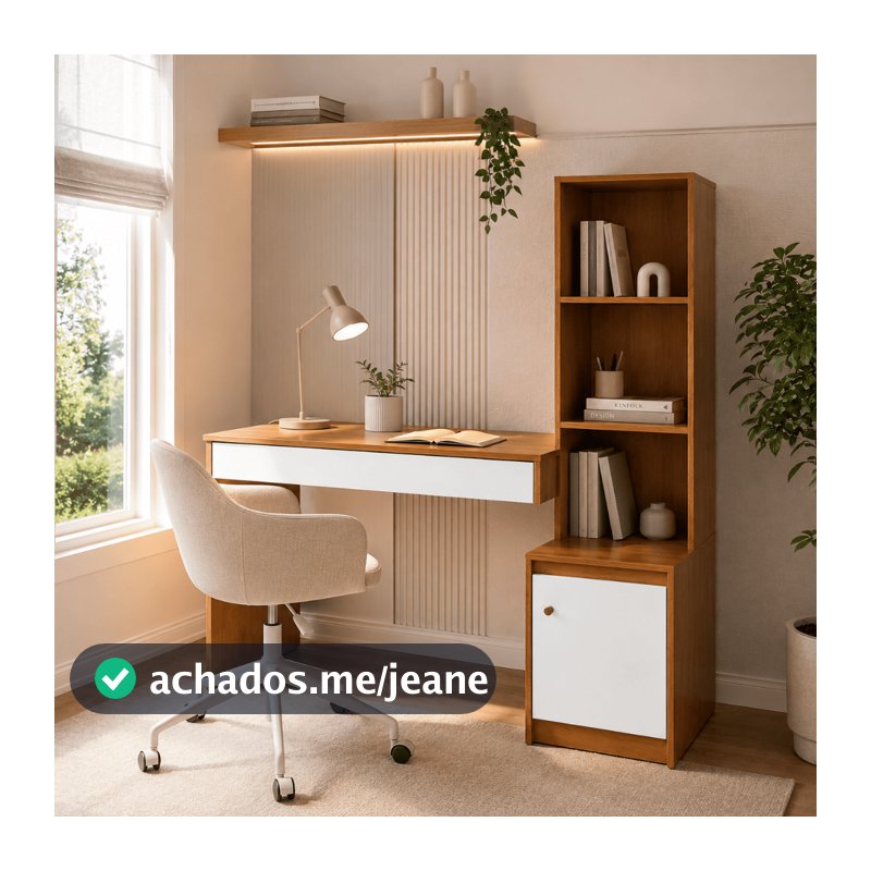 Escrivaninha Mesa Computador Ágata 1 Gaveta 1Porta 2 Prateleiras Compacto Escritorio Quarto Estudo