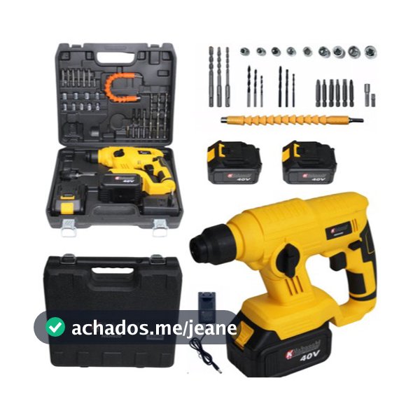 Martelete Furadeira de Impacto Perfurador Rompedor Industrial a Bateria 40v 27 Acessorios