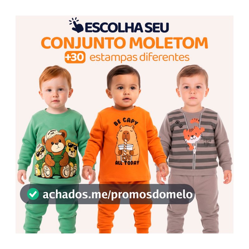 Conjunto Moletom Bebê Menino Neném Blusa e Calça Manga Longa Roupa de Frio Inverno Masculino Agasalho com Estampa L16